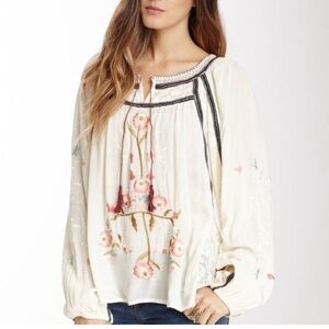 Free People Tiger Lily peasant boho top Small embroidered floral
